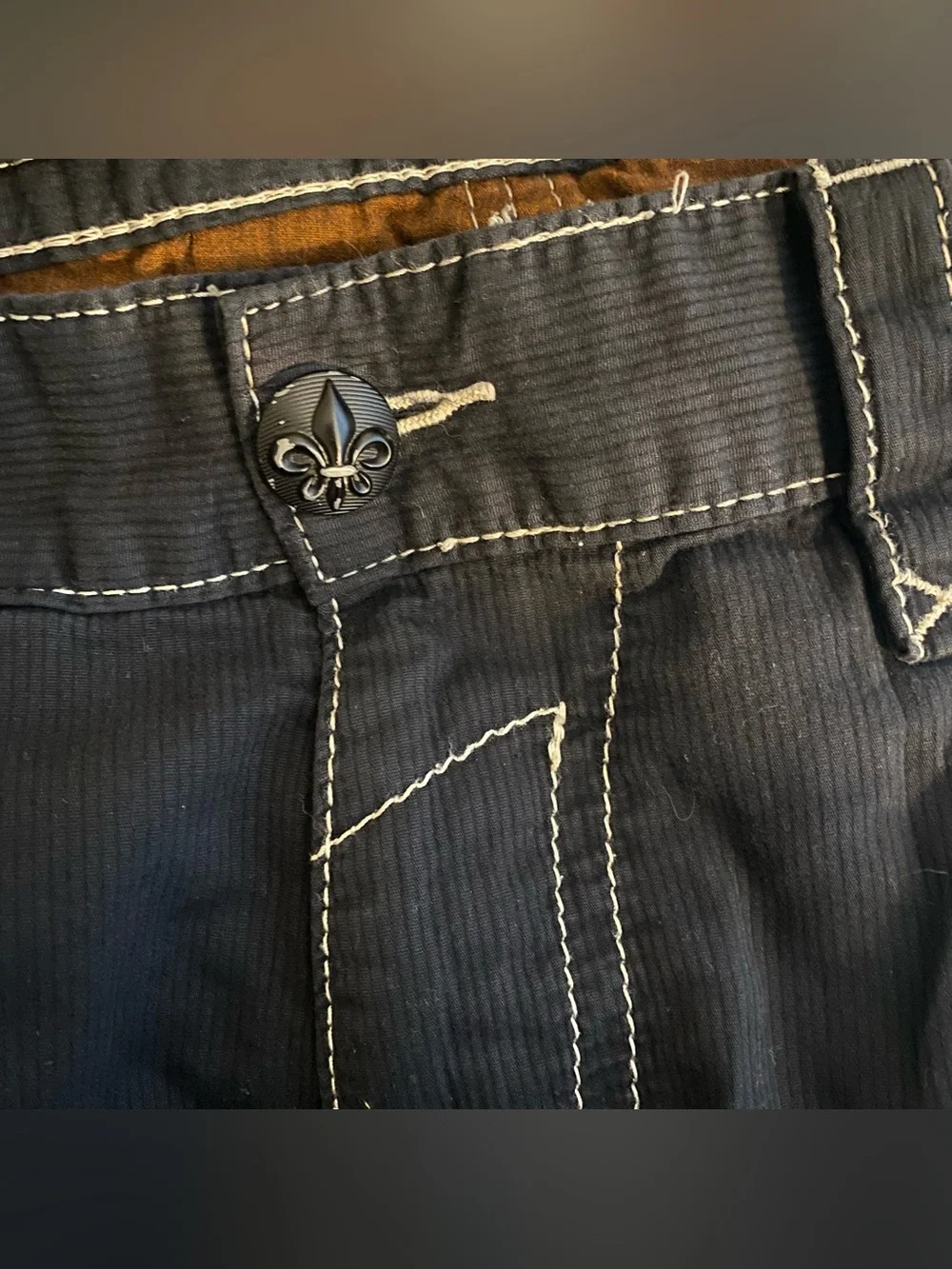 Rock Revival Black Jeans with White Stitching size 38/23 Jorts Baggy Cargo